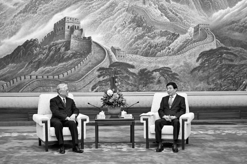 The official ideologue of the Chinese Communist Party, Wang Huning, met with the vice-president of the opposition Kuomintang Party, Andrew Hsia, on 10 February 2023.