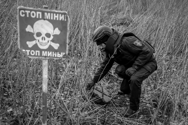Demining operation in Ukraine.