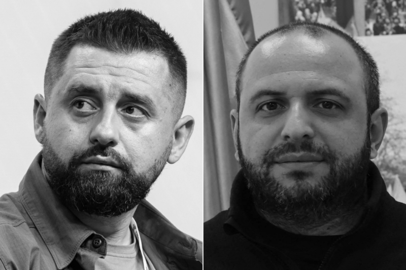 David Arakhamia (left) and Rustem Umerov, advisers to Volodymyr Zelensky.