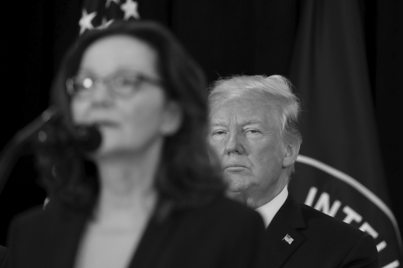 Gina Haspel, on her appointment as head of the CIA in May 2018, and President Donald Trump.