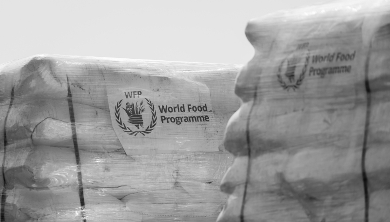 Supplies of aid from the UN World Food Programme at the Kerem Shalom border crossing into the Gaza Strip, on the Israeli side, 26 March 2024.