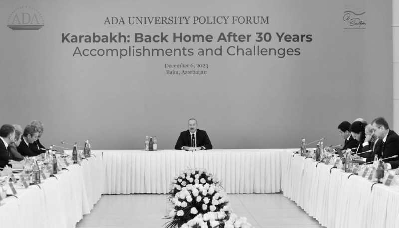 Azerbaijani President Ilham Aliyev took part in the forum entitled 'Karabakh: Back Home After 30 Years, Accomplishments and Challenges' organised by ADA University on 6 December.