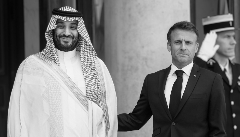 Saudi Crown Prince Mohammed bin Salman and French President Emmanuel Macron in Paris in June 2023.