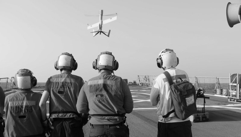 US troops using a Flexrotor reconnaissance drone during operations to track Iranian Navy and IRGCN ships on 9 November 2023.