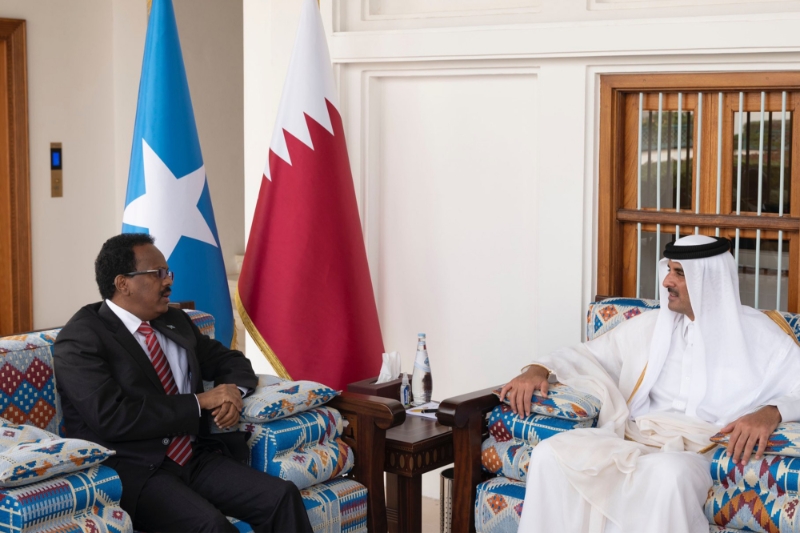 Somali president Mohamed Abdullahi Mohamed was received ceremonially by Emir Tamim bin Hamad Al Thani in his Diwan Palace.
