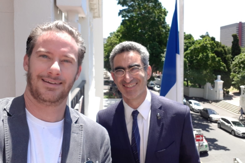 Arnaud Suquet (left) visiting consul general of France in Cape Town (South Africa) Laurent Amar, in 2019.