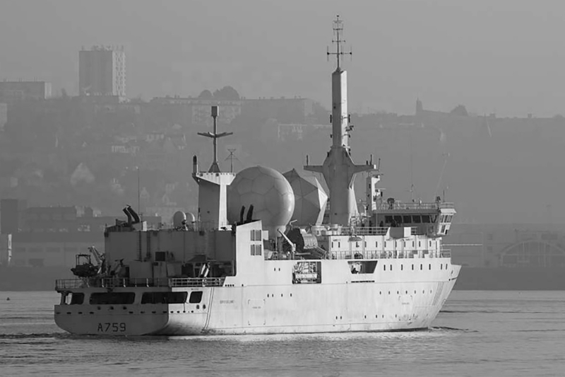 The French Navy Signal Intelligence ship Dupuy de Lôme.
