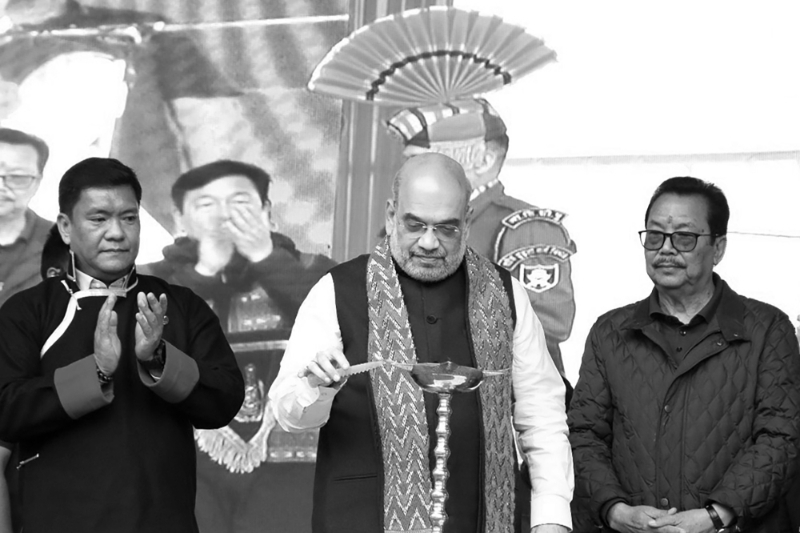 Indian Home Minister Amit Shah at the launch of the Vibrant Villages Programme in Arunachal Pradesh on 10 April 2023.